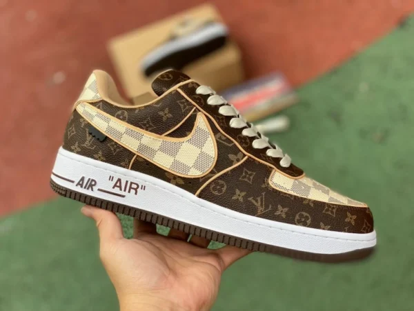 Air Force Joint LV Brown XP Pure Original Louis Vuitton x Nike Air Force 1 Low Low-Top-Schnürsneaker in Schwarz und Weiß L Joint