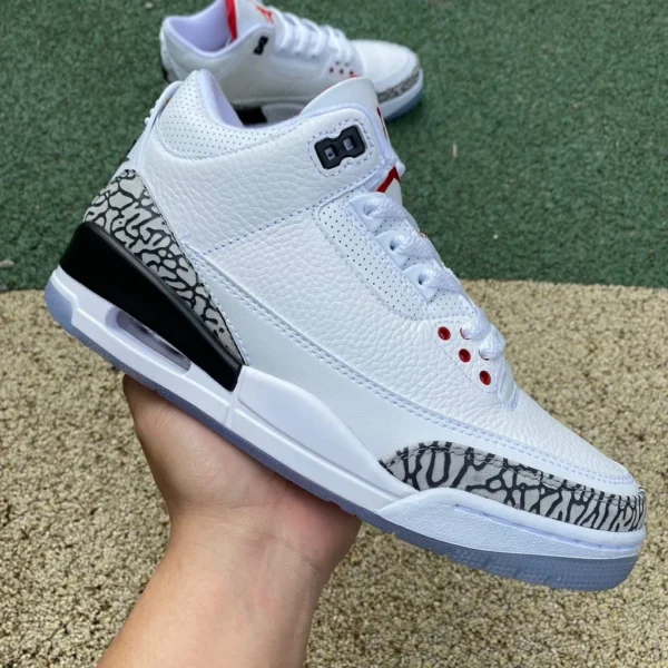 aj3 Freiwurflinie erste Schicht Leder Air Jordan 3 Retro AJ3 weiß zementblauer Kristallboden 923096-101