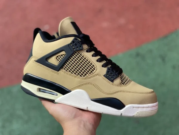 aj4 Milk Tea Mushroom kostengünstige Version der Air Jordan 4 AJ4 Pearl Milk Tea Mushroom Schwarz-Braun-Basketballschuhe AQ9129-200