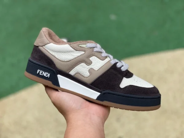 Fendi graubraune FEND Fendi Match Low-Top-Schnür-Modesneaker für Herren