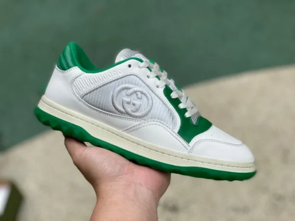 Gucci MAC80 weiße und grüne Guangzhou-Kanalversion GUCCI Gucci MAC80 modische Low-Top-Schnürsneaker aus Ledergewebe