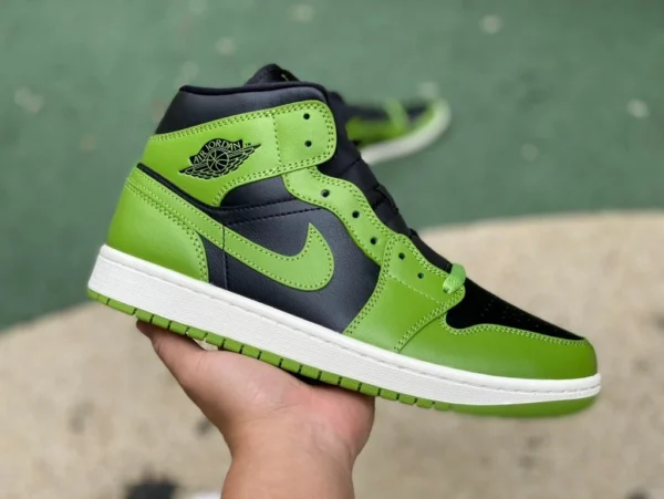 aj1mid schwarz grün Air Jordan 1 Mid „Green Black“ Retro-Basketballschuhe schwarz grün BQ6472-031