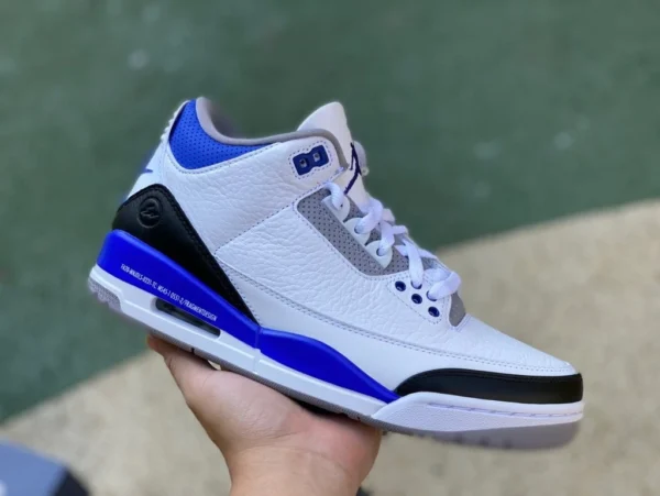 aj3 weiß blauer Blitz reiner originaler Air Jordan 3 AJ3 x Fragment Hiroshi Fujiwara gemeinsamer großer Blitz DA3595-100