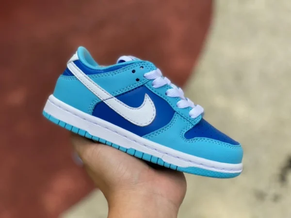 Dunk weiße und blaue Kinderschuhe Mengbao Nike Dunk Low Retro QS Nike blaue Kinder-Retro-Freizeitsneaker DV2635-400