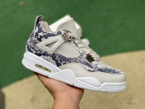 aj4 weißes Schlangenmuster c reines Original Air Jordan 4 AJ4 weißes Schlangenspitze-Schlangenleder Schlangenmuster limitierte Auflage 819139-030