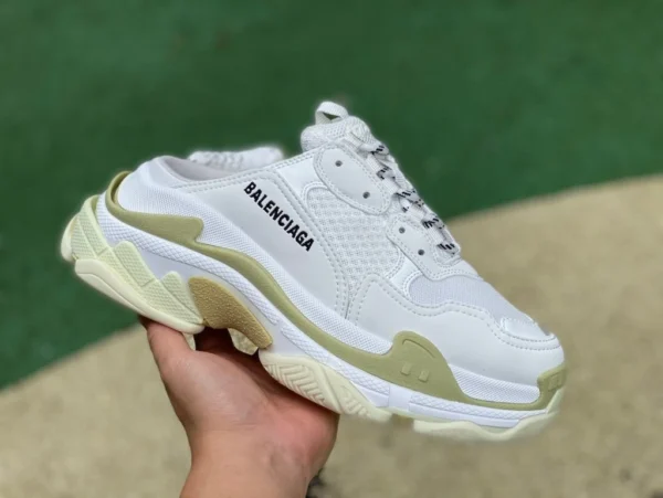 Balenciaga halbe Hausschuhe weiß Balenciaga Triple S Stoff Logo Stickerei Mode Sandalen Herren grau