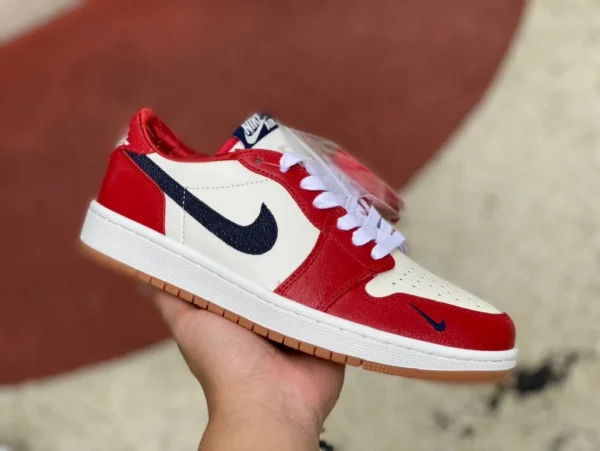 aj1 weiß und rot kleiner Haken Air Jordan 1 Low AJ1 Low-Top-Freizeit-Basketballschuhe für Herren und Damen CZ0790-100