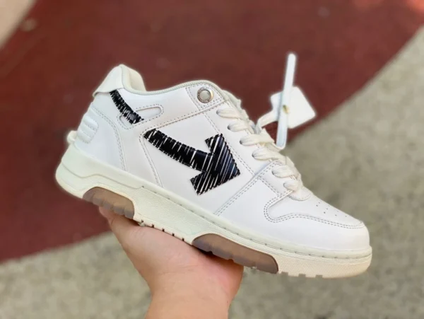 OW White and Black Label Rohgummi OFF-WHITE aus Ofhce-Leder, niedrig geschnittene Schnürschuhe mit runder Zehenpartie, weiß und grün