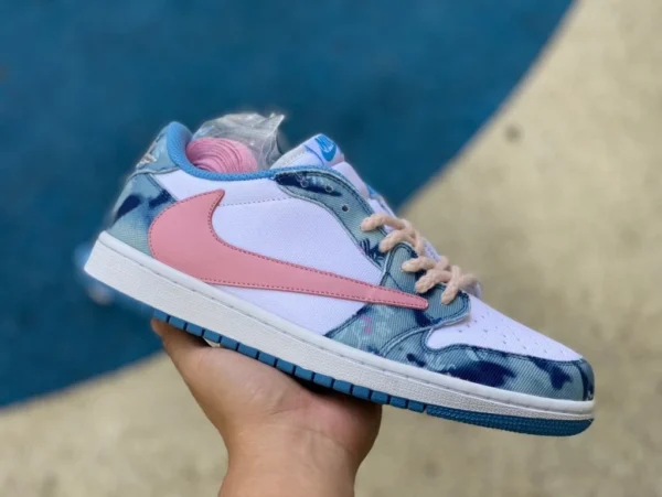 aj1 Barb Low-Top Denim Pink Air Jordan 1 x Travis Scott TS Joint Barb Low-Top DM7866-932