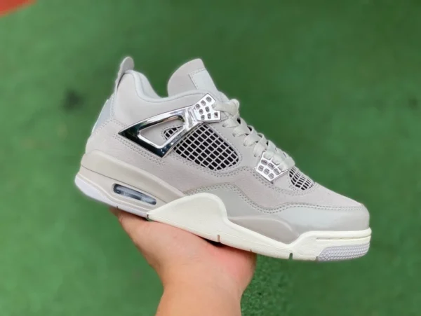 aj4 silber schnalle grau geschnitten reine originale reale Fotos von Damenmodellen, das Album enthält auch reale Fotos von Herrenmodellen Air Jordan 4 WMNS „Frozen Moments“ AQ9129-001