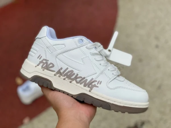 OW weiße und braune OFF-WHITE Low-Top-Schnürschuhe aus Ofhce-Leder mit runder Zehenpartie