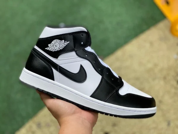 aj1mid schwarz und weiß reine Original Air Jordan 1 Mid AJ1 schwarz-weißer Panda Mid-Top-Basketballschuhe DV0991-101