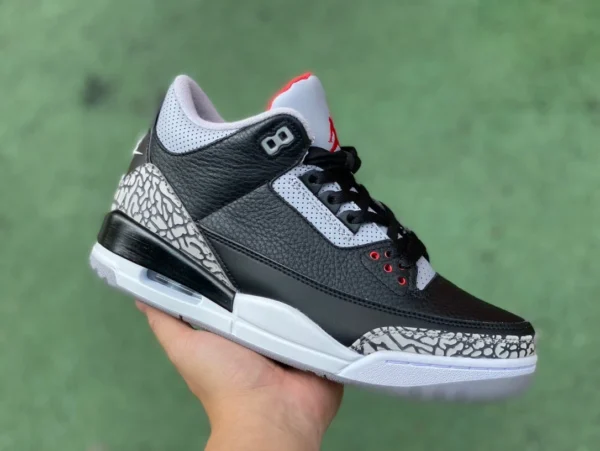 AJ3 Black Cement Cut Pure Original Air Jordan 3 AJ3 Black Cement Crackle Basketballschuhe 854262001001