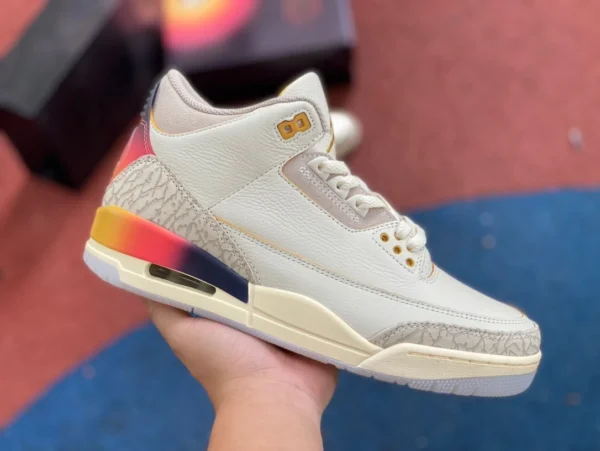 aj3 weiß blau rot gemeinsames Modell und reines Original J Balvin x Jordan Air Jordan 3 gemeinsame Retro-Basketballschuhe Männer und Frauen gleichen Stil weiß blau rot FN0