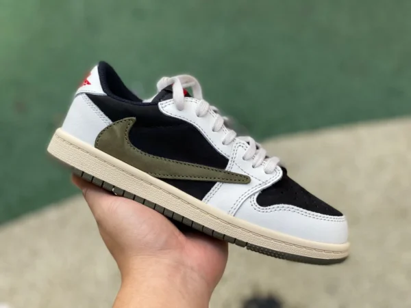 aj1 barb low olivgrün Travis Scott x Jordan Air Jordan 1 Low Medium Olive gemeinsames Modell schwarz und grün