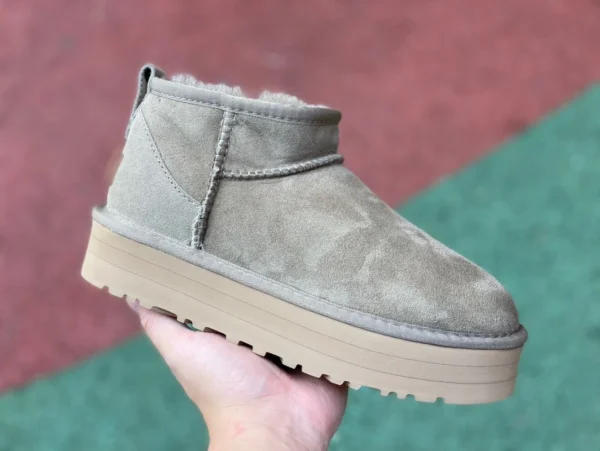 UGG-Baumwollschuhe mit dicken Sohlen, hellgrün, schlichte, lässige Mode-Baumwollhausschuhe von UGG Tasman aus Wildleder für Damen