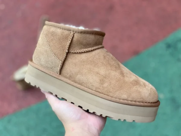 UGG-Baumwollschuhe, dicke Sohle, mittelhoch, braun, UGG Tasman-Wildleder, einfache, lässige Mode-Baumwollhausschuhe für Damen