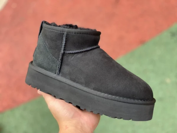 UGG-Baumwollschuhe, dicke Sohle, mittelhoch, schwarz, UGG Tasman-Wildleder, einfache, lässige Mode-Baumwollhausschuhe für Damen