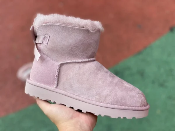 UGG Bow Pink UGG Bailey Shearling plus samtwarme kurze, mittelhohe Schneestiefel für Damen