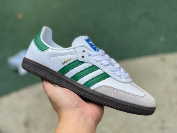 Adidas weiß grau grün reines Original-First-Layer-Leder adidas Originals Samba OG Freizeitsneaker IG1024