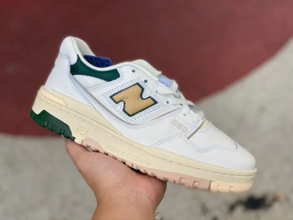 NB550 Weiß, Grün und Gelb, rein originale Retro-Basketballschuhe der New Balance 550-Serie für Männer und Frauen im gleichen Stil BB550A2