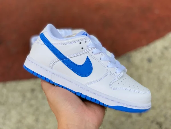 Dunk weiße und blaue Kinderschuhe Nike Nike Dunk Low GS große atmungsaktive Sport-Freizeitschuhe für Kinder DH9756105