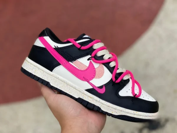 Dunk-Riemen schwarz und weiß rosa Doppelhaken Nike Dunk Low Multi rutschfeste, verschleißfeste Low-Cut-Sneaker im gleichen Stil FD4623-131