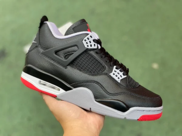 aj4 schwarzer und roter Lederschnitt reiner originaler Air Jordan 4 „Bred Reimagined“ FV5029-006