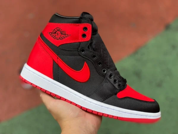 aj1 schwarze und rote Seide Air Jordan 1 AJ1 schwarze und rote Seide High-Top-Retro-Basketballschuhe FD4810-061