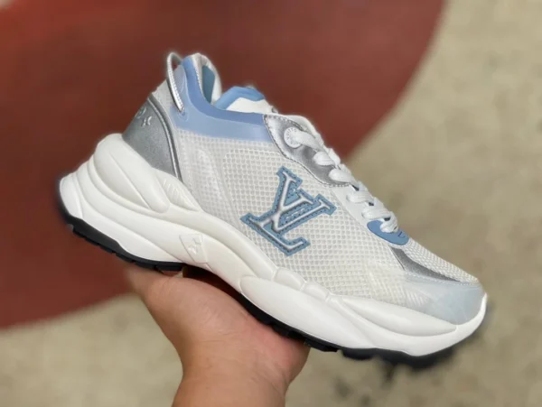 LV 55 silberblaue LOUIS VUITTON BUn 55 Low-Top-Sport-Freizeitschuhe zum Schnüren mit runder Spitze