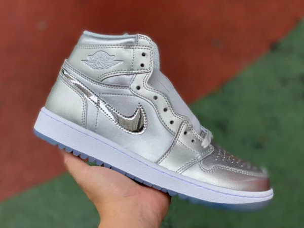 aj1 Golf Liquid Silver Air Jordan 1 Golf AJ1 Silver Liquid Silver Metallic Silber Golf Joint High Top FD6815-001