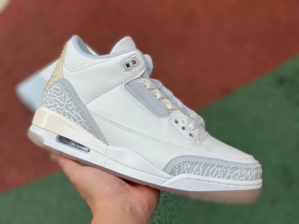 aj3 cremefarbenes Air Jordan 3 Craft „Grey Mist“ Burst-Muster FJ9479-100