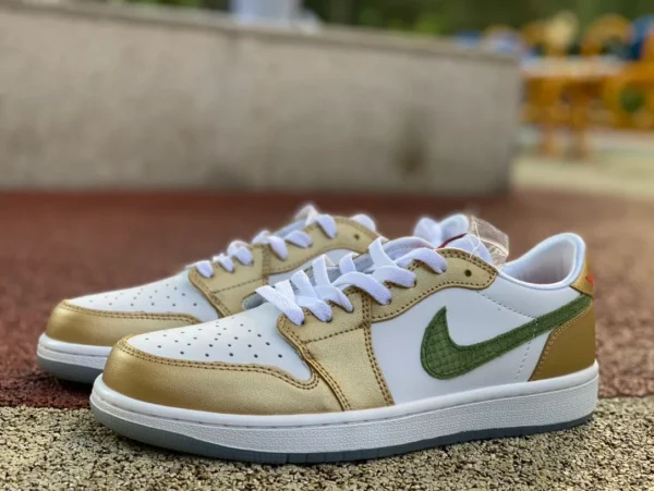 aj1 gold weiß grüner Drache Jahr Air Jordan 1 AJ1 weiß grüner Drache Jahr Neujahr Retro-Basketballschuhe FQ6593-100