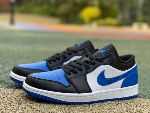 aj1 schwarz blau weiß niedrig reine Original Air Jordan 1 Low AJ1 schwarz blau weiß königsblau Low-Top-Retro-Basketballschuhe 553558-140