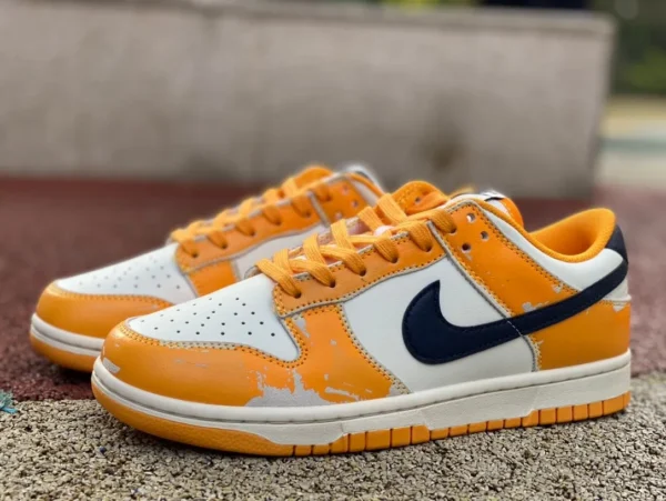 Dunk Nike SB Dunk Low Low-Top-Skateboardschuhe in Used-Optik in Weiß und Orange FN3418-100