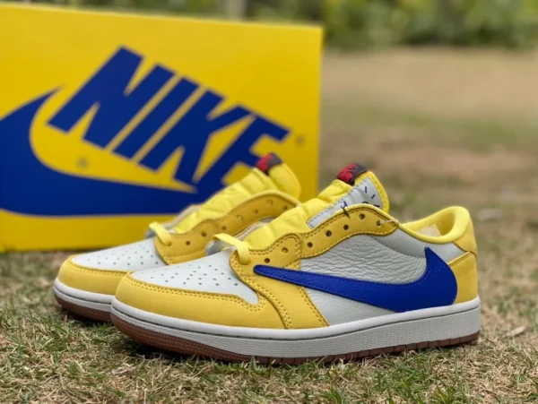 aj1 Barb Low Weiß Gelb Blau T1 Pure Original Travis Scott x Air Jordan 1 Low „Canary“ Barb Low DZ4137-7