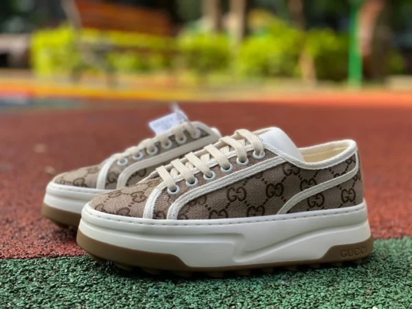 Gucci 1977 braune Gucci Tennis 1977 Classic Series Canvas-Schuhe mit dicken Sohlen