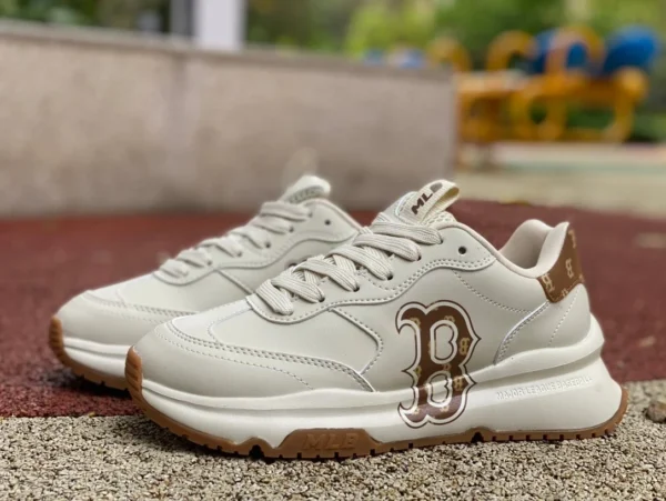 MLB3.0 Cream Raw Rubber Print Pure Original MLB Chunky Runner Basic Lässige und vielseitige Retro-Anti-Rutsch-Low-Top-Dad-Schuhe Cremefarben