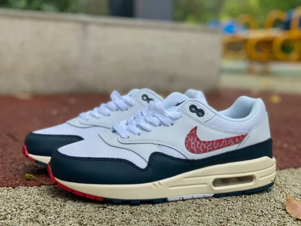 Max1 Weiß Blau Rot Nike Air Max 1 Low-Top-Retro-Freizeit-Laufschuhe für Herren DH1348-146