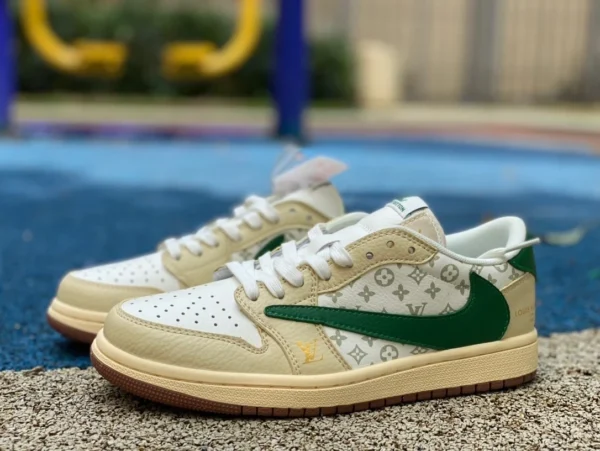 aj1 barb low-top LV beige grün Travis Scott x Air Jordan 1 Low x Louis Vuitton barb lv ts joint LX1988-300