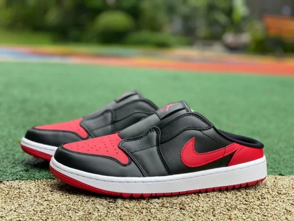 aj1 Kick and Half Drag schwarz und rot dt pure original Nike Air Jordan 1 Mule Nike kick FJ1214-001