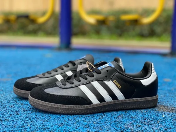 Adidas Schwarz-Weiß -Kanal Pure Original Adidas Adidas Herren- und Damenschuhe Samba OG Schwarz-Weiß-Grau Dexun Retro-Casual-Sport-Sneaker B75807