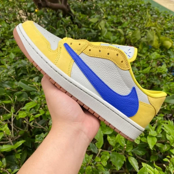 aj1 barb low top weiß gelb blau dg2.0 pure original Travis Scott x Air Jordan 1 Low „Canary“ 8.0 barb low top D