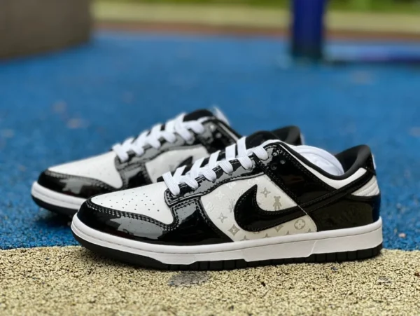 Dunk Joint LV schwarz-weißes Lackleder Nike Dunk x Louis Vuitton DQ1098-358