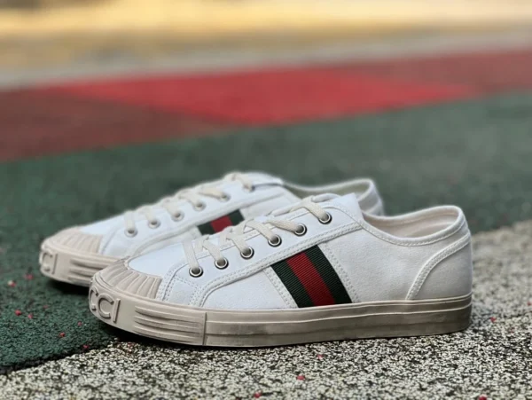 Gucci-Leinwandschuhe , weiß, niedrige Schnürsneaker von GUCC Gucci aus Baumwolle mit runder Spitze