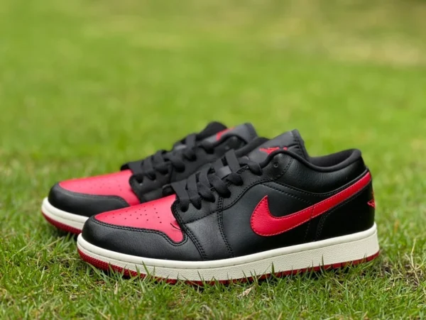 aj1 schwarz rot niedrig und rein original Air Jordan 1 Bred Sail AJ1 Low schwarz-rote Basketballschuhe DC0774-061