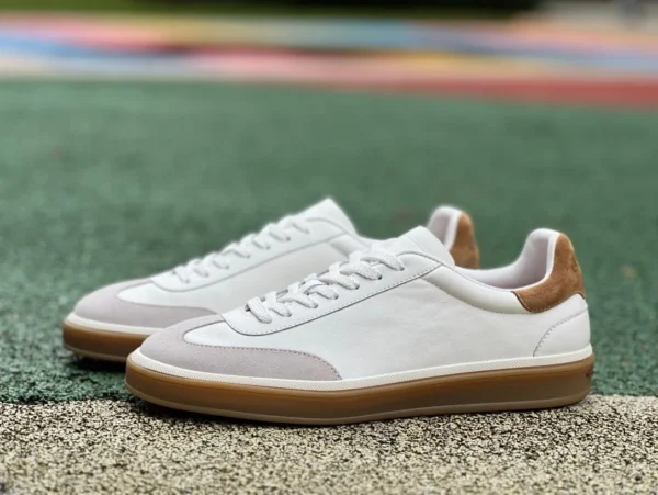 LP-Sneaker weiß braun Loro Piana Tennis Walk runde Spitze, modische, verschleißfeste Low-Cut-Sneaker zum Schnüren für Herren