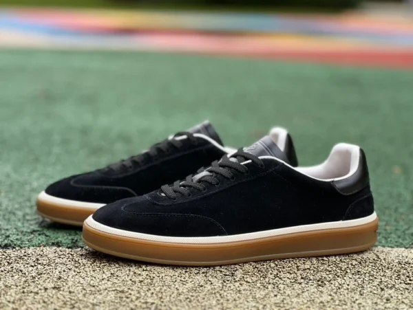 LP-Sneaker schwarzbraun Loro Piana Tennis Walk runde Spitze, modische, verschleißfeste Low-Cut-Sneaker zum Schnüren für Herren