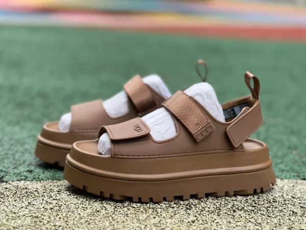 UGG Sandalen braun UGG offene Zehensandalen mit Klettverschluss für Damen