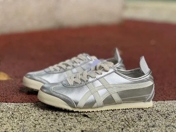 Onitsuka Tiger Liquid Silver Metal Pure Original Onitsuka Tiger MEXICO 66 Low-Cut-Board